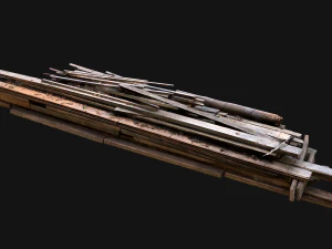 Pile of Planks Boards and Logs Firewood 3D Model