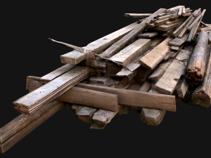 Pile of Planks Boards and Logs Firewood 3D 모델