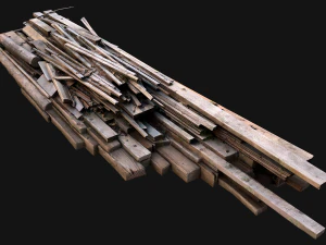 Pile of Planks Boards and Logs Firewood 3D Model
