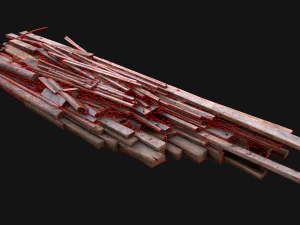 Pile of Planks Boards and Logs Firewood 3D Model