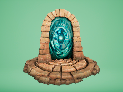 Medieval Portal Teleport in Jungle Ruins for Unreal and Unity 3D Модель