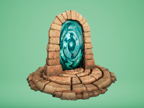 Medieval Portal Teleport in Jungle Ruins for Unreal and Unity 3D Модель
