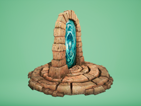 Medieval Portal Teleport in Jungle Ruins for Unreal and Unity 3D Модель
