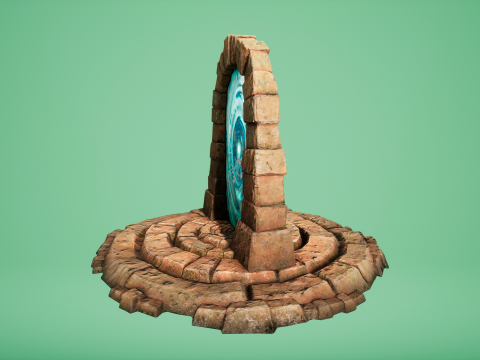 Medieval Portal Teleport in Jungle Ruins for Unreal and Unity 3D Модель