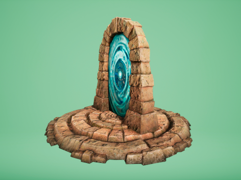 Medieval Portal Teleport in Jungle Ruins for Unreal and Unity 3D Модель