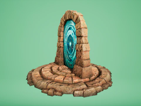 Medieval Portal Teleport in Jungle Ruins for Unreal and Unity 3D Model