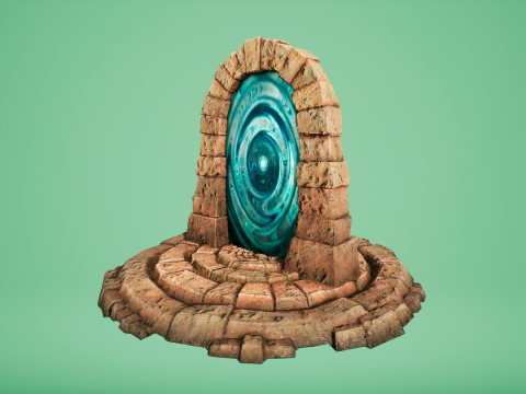 Medieval Portal Teleport in Jungle Ruins for Unreal and Unity 3D Модель