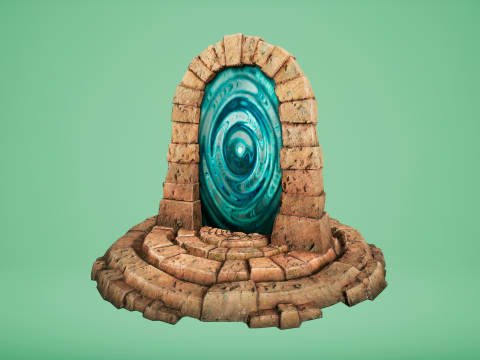 Medieval Portal Teleport in Jungle Ruins for Unreal and Unity 3D Модель