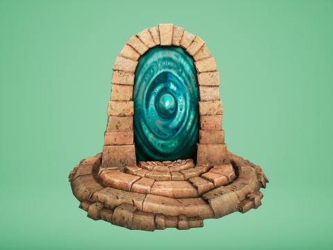 Medieval Portal Teleport in Jungle Ruins for Unreal and Unity 3D Модель