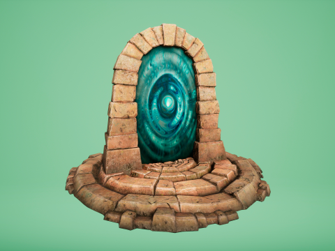 Medieval Portal Teleport in Jungle Ruins for Unreal and Unity 3D Модель