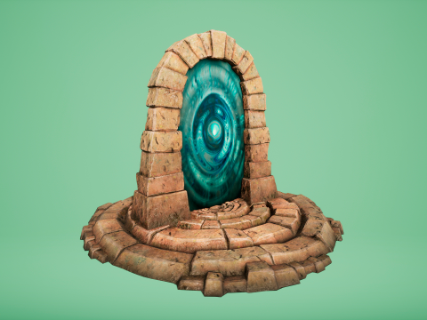 Medieval Portal Teleport in Jungle Ruins for Unreal and Unity 3D Модель