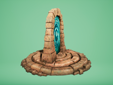 Medieval Portal Teleport in Jungle Ruins for Unreal and Unity 3D Модель