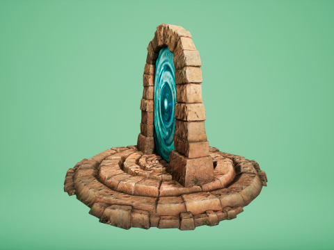Medieval Portal Teleport in Jungle Ruins for Unreal and Unity 3D Модель