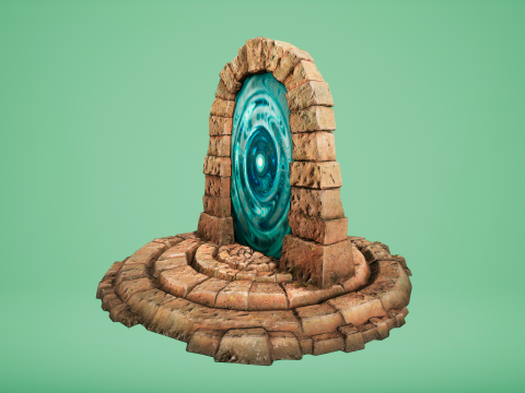 Medieval Portal Teleport in Jungle Ruins for Unreal and Unity 3D Модель