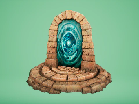 Medieval Portal Teleport in Jungle Ruins for Unreal and Unity 3D Model