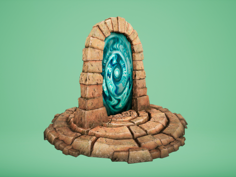 Medieval Portal Teleport in Jungle Ruins for Unreal and Unity 3D Модель