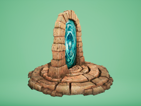 Medieval Portal Teleport in Jungle Ruins for Unreal and Unity 3D Модель