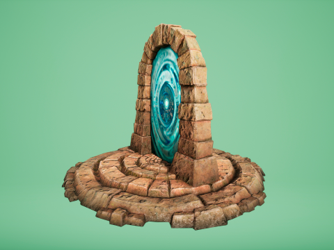 Medieval Portal Teleport in Jungle Ruins for Unreal and Unity 3D Модель