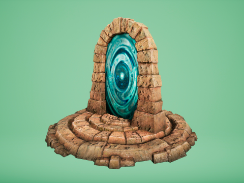 Medieval Portal Teleport in Jungle Ruins for Unreal and Unity 3D Модель