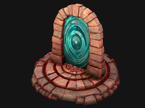 Medieval Portal Teleport in Jungle Ruins for Unreal and Unity 3D Модель