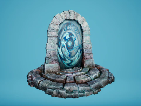 Arco de teletransporte del portal en el &Aacute;rtico helado y nevado Modelo 3D