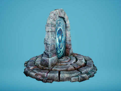 Arco de teletransporte del portal en el &Aacute;rtico helado y nevado Modelo 3D