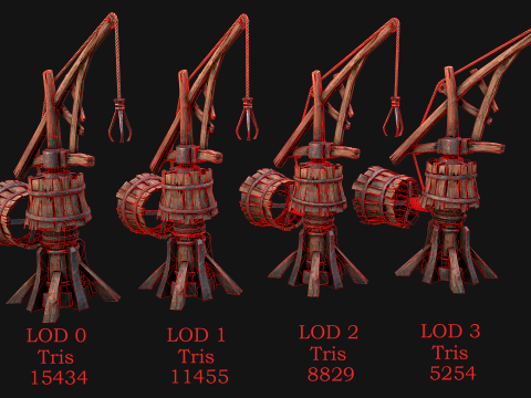 Medieval Crane Steampunk Quarry 3D Модель