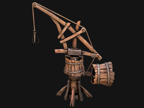 Medieval Crane Steampunk Quarry 3D Модель