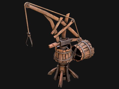 Medieval Crane Steampunk Quarry 3D Модель