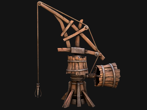 Medieval Crane Steampunk Quarry 3D Модель
