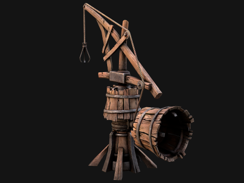 Medieval Crane Steampunk Quarry 3D Модель