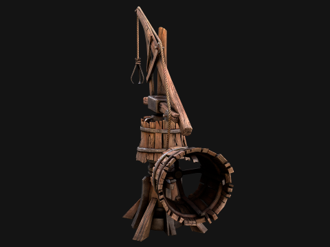 Medieval Crane Steampunk Quarry 3D Модель