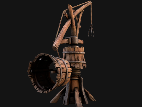 Medieval Crane Steampunk Quarry 3D Модель