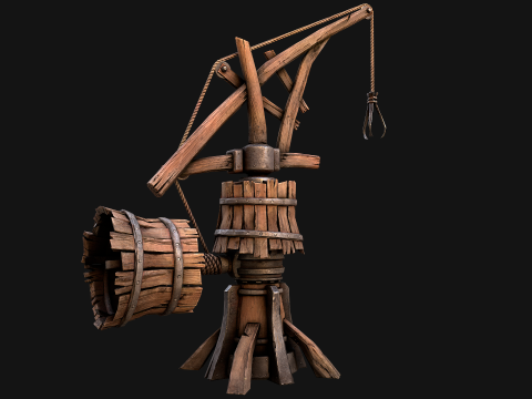 Medieval Crane Steampunk Quarry 3D Модель