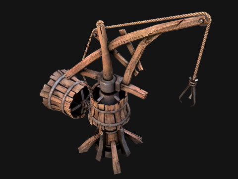 Medieval Crane Steampunk Quarry 3D Модель