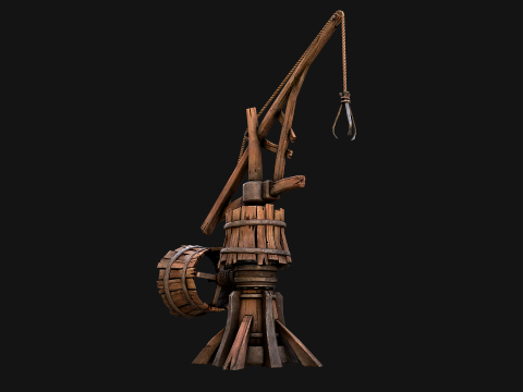 Medieval Crane Steampunk Quarry 3D Модель