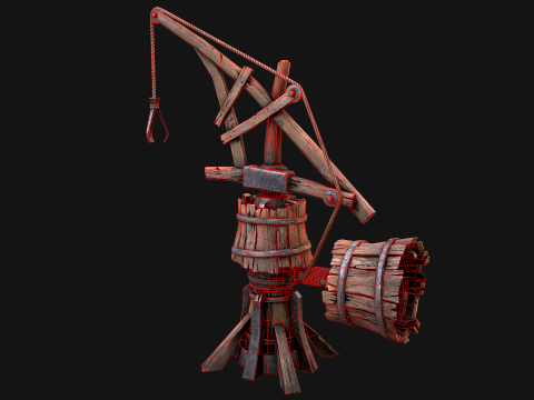 Medieval Crane Steampunk Quarry 3D Модель