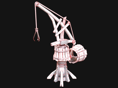 Medieval Crane Steampunk Quarry 3D Модель