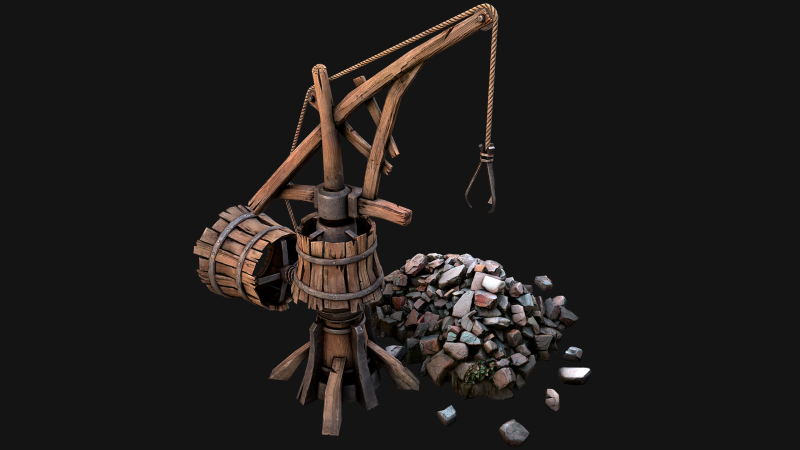 Construction Crane Medieval Quarry 3D मॉडल .c4d .max .obj .3ds .fbx .stl .blend 