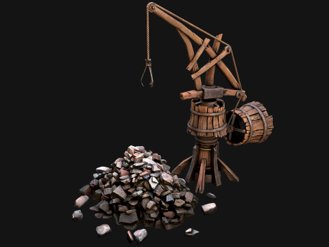 Construction Crane Medieval Quarry 3D मॉडल
