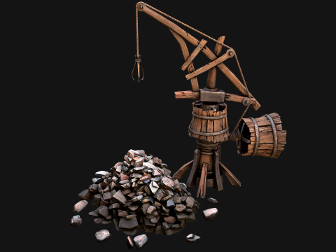 Construction Crane Medieval Quarry 3D मॉडल