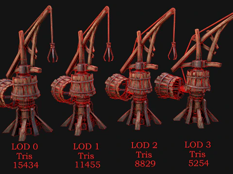 Medieval Quarry Mine with Crane Pack 3D Model
