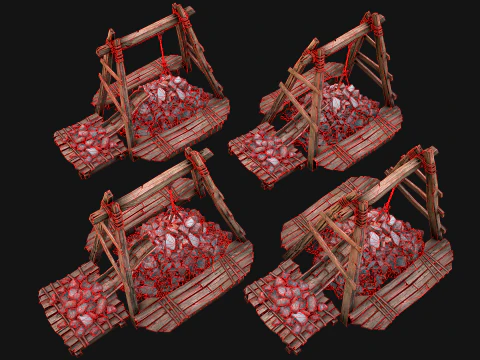 Medieval Quarry Mine with Crane Pack 3D Model