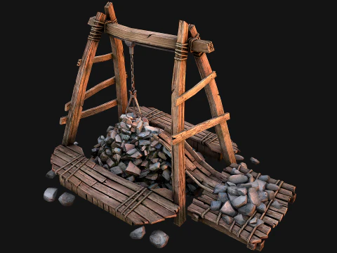 Medieval Quarry Mine with Crane Pack 3D Model