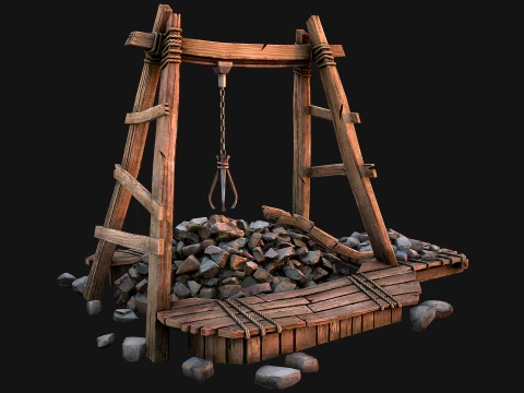 Medieval Quarry Mine with Crane Pack 3D Model