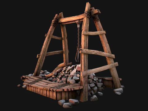 Medieval Quarry Mine with Crane Pack 3D Model