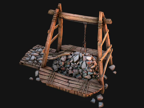 Medieval Quarry Mine with Crane Pack 3D Model