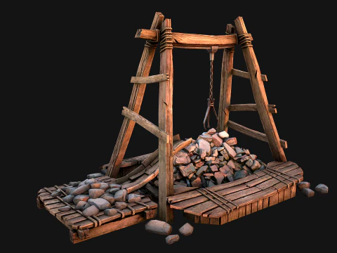 Medieval Quarry Mine with Crane Pack 3D Model