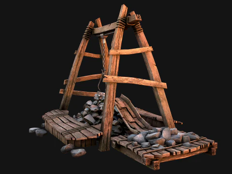 Medieval Quarry Mine with Crane Pack 3D Model