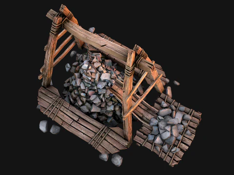 Medieval Quarry Mine with Crane Pack 3D Model